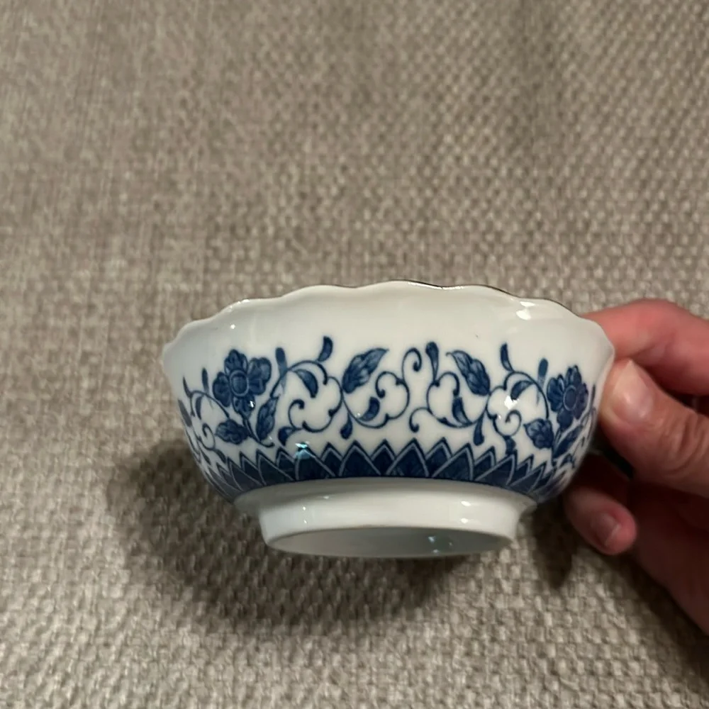 VINTAGE Beautifully Detailed Signed Botanical Porcelain Footed Bowl - Japan